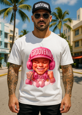 Men’s Grooveman Bling Pink Face Graphic T-Shirt – Black or White Streetwear Tee