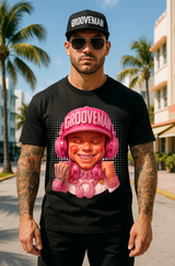 Men’s Grooveman Bling Pink Face Graphic T-Shirt – Black or White Streetwear Tee