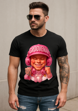 Men’s Grooveman Bling Pink Face Graphic T-Shirt – Black or White Streetwear Tee