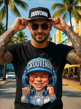 Men’s Grooveman Bling Carolina Blue Face Graphic T-Shirt – Black or White Streetwear Tee