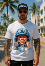 Men’s Grooveman Bling Carolina Blue Face Graphic T-Shirt – Black or White Streetwear Tee