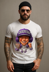 Men’s Grooveman Bling Purple Face Graphic T-Shirt – Black or White Streetwear Tee