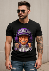 Men’s Grooveman Bling Purple Face Graphic T-Shirt – Black or White Streetwear Tee
