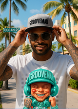 Men’s Grooveman Bling Teal Face Graphic T-Shirt – Black or White Streetwear Tee