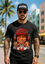 Men’s Grooveman Bling Red Face Graphic T-Shirt – Black or White Streetwear Tee