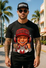 Men’s Grooveman Bling Red Face Graphic T-Shirt – Black or White Streetwear Tee