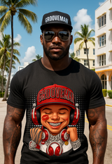 Men’s Grooveman Bling Red Face Graphic T-Shirt – Black or White Streetwear Tee