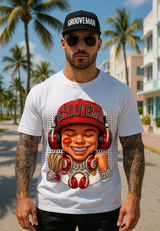Men’s Grooveman Bling Red Face Graphic T-Shirt – Black or White Streetwear Tee