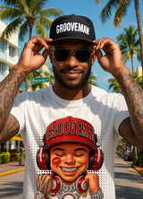 Men’s Grooveman Bling Red Face Graphic T-Shirt – Black or White Streetwear Tee