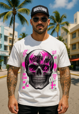 Skull Bling Rhinestone T-Shirt – Neon Pink Edition (Men’s Sizing Runs Large)
