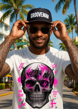 Skull Bling Rhinestone T-Shirt – Neon Pink Edition (Men’s Sizing Runs Large)