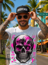 Skull Bling Rhinestone T-Shirt – Neon Pink Edition (Men’s Sizing Runs Large)