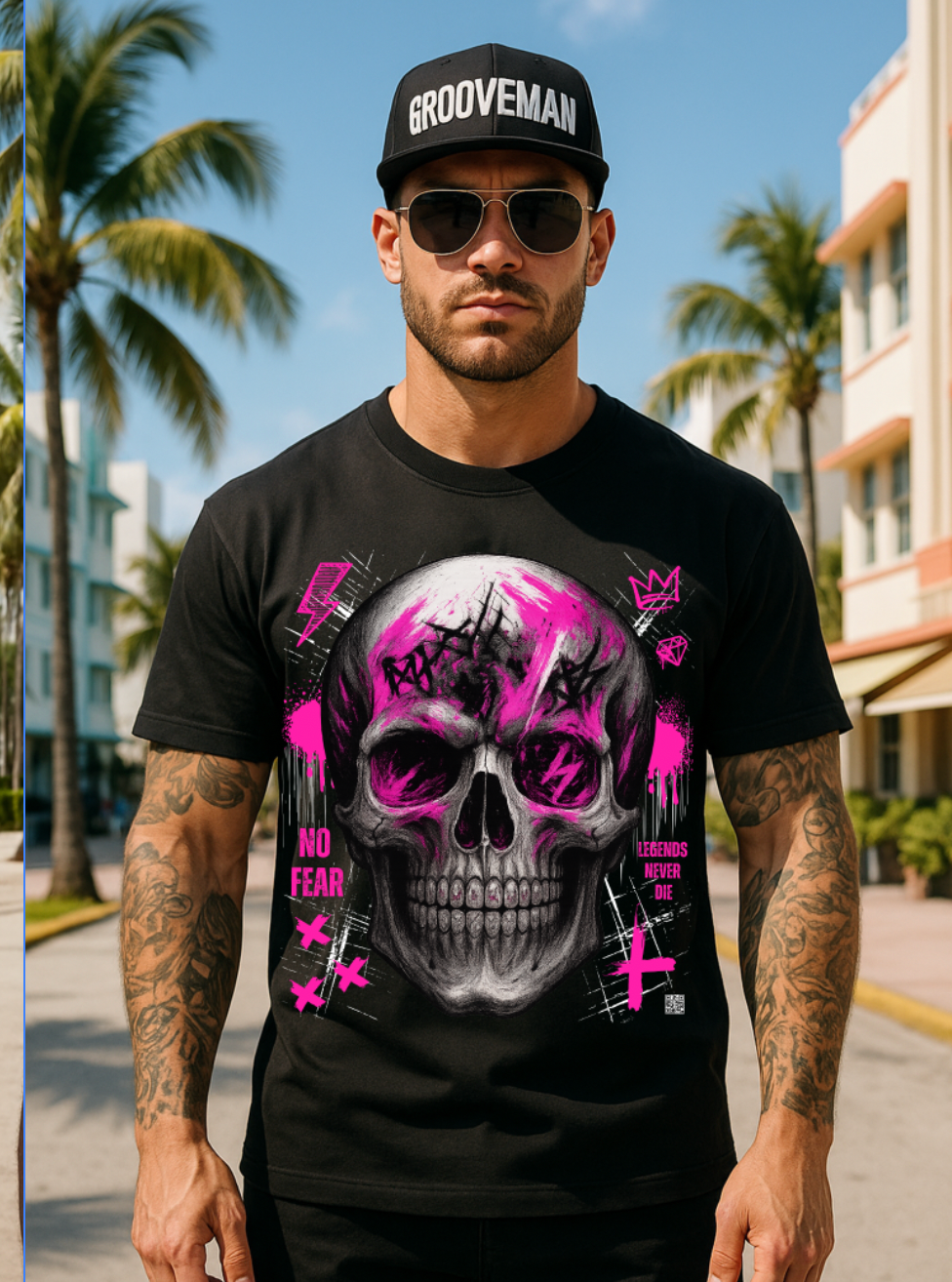 Skull Bling Rhinestone T-Shirt – Neon Pink Edition (Men’s Sizing Runs Large)