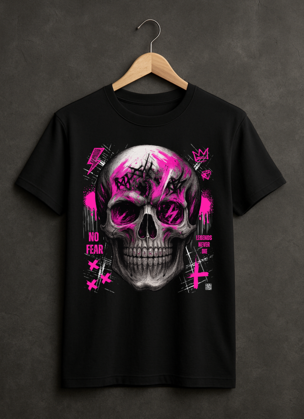 Skull Bling Rhinestone T-Shirt – Neon Pink Edition (Men’s Sizing Runs Large)