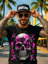 Skull Bling Rhinestone T-Shirt – Neon Pink Edition (Men’s Sizing Runs Large)