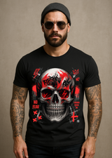 Men’s Black Skull Graphic T-Shirt – Red Streetwear Tee Matching Your Sneakers | Grooveman