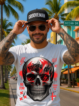 Men’s Black Skull Graphic T-Shirt – Red Streetwear Tee Matching Your Sneakers | Grooveman