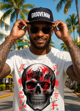 Men’s Black Skull Graphic T-Shirt – Red Streetwear Tee Matching Your Sneakers | Grooveman