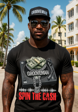 Grooveman Spin The Cash T-Shirt – DJ Turntable Money Chain Graphic Tee