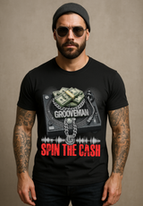 Grooveman Spin The Cash T-Shirt – DJ Turntable Money Chain Graphic Tee
