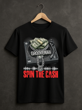 Grooveman Spin The Cash T-Shirt – DJ Turntable Money Chain Graphic Tee