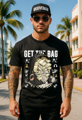 Grooveman "Get The Bag – Cash Only" Graphic T-Shirt – Money Backpack Diamond Streetwear Tee