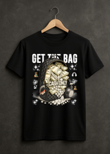 Grooveman "Get The Bag – Cash Only" Graphic T-Shirt – Money Backpack Diamond Streetwear Tee