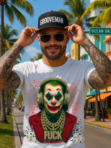 Grooveman Joker Headphones Graphic T-Shirt – Streetwear Bold Statement Tee
