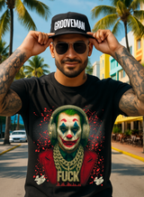 Grooveman Joker Headphones Graphic T-Shirt – Streetwear Bold Statement Tee