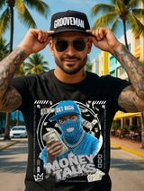 Money Talks Graphic T-Shirt – Get Rich Streetwear Tee with Ski Mask, Stacks & Cuban Chain