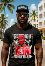 Money Talks Graphic T-Shirt – Get Rich Streetwear Tee with Red Ski Mask, Stacks & Cuban Chain