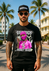 Money Talks Graphic T-Shirt – Get Rich Streetwear Tee with Hot Pink Ski Mask, Stacks & Cuban Chain