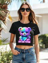 Bling Teddy Bear Crop Top T-Shirt – Diamond Teddy Graphic with Streetwear Vibes