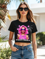 Perfect Is Boring Crop Tee – Pop Art Doll Face Graphic T-Shirt for Women 👩🎨✨ | Pink Hair & Neon Vibes