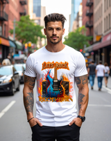 Men’s Rock Graphic T-Shirt 🔥 Electric Guitar & Flames | Rock Never Dies