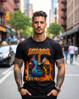 Men’s Rock Graphic T-Shirt 🔥 Electric Guitar & Flames | Rock Never Dies