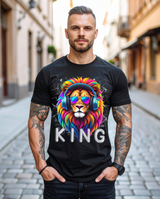 Men’s King Lion Graphic T-Shirt 🦁 Colorful Headphones & Shades