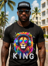 Men’s King Lion Graphic T-Shirt 🦁 Colorful Headphones & Shades