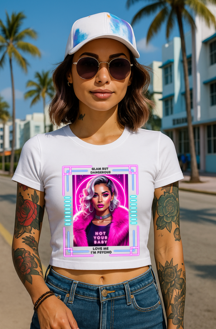 Glam But Dangerous Neon Graphic T-Shirt – Not Your Baby Pink Fur Design