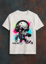 Men’s Neon Skull DJ Graphic T-Shirt – Headphones Glow Streetwear
