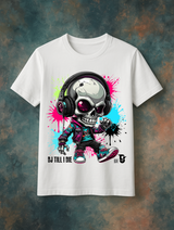 Men’s Neon Skull DJ Graphic T-Shirt – Headphones Glow Streetwear