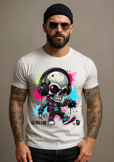 Men’s Neon Skull DJ Graphic T-Shirt – Headphones Glow Streetwear