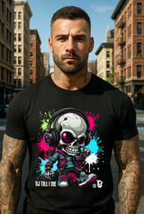 Men’s Neon Skull DJ Graphic T-Shirt – Headphones Glow Streetwear