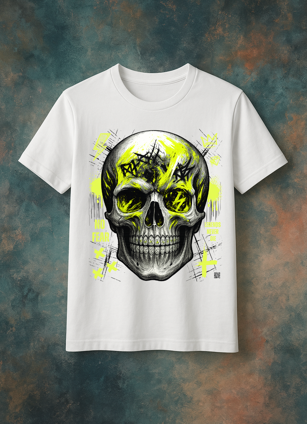 Skull Bling Rhinestone T-Shirt – Neon Yellow Edition (Men’s Sizing Runs Large)