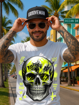 Skull Bling Rhinestone T-Shirt – Neon Yellow Edition (Men’s Sizing Runs Large)