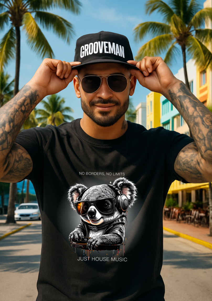 Koala DJ – Just House Music Tee (Black Edition)