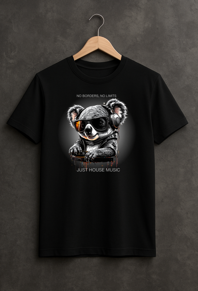 Koala DJ – Just House Music Tee (Black Edition)