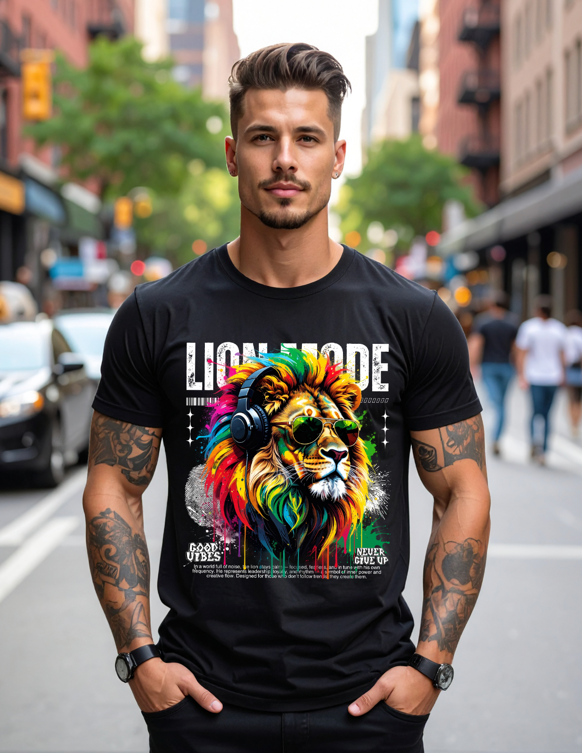 Grooveman™ “Lion Mode” T-Shirt – Reggae Power & Street Vibes Edition 🦁🎧