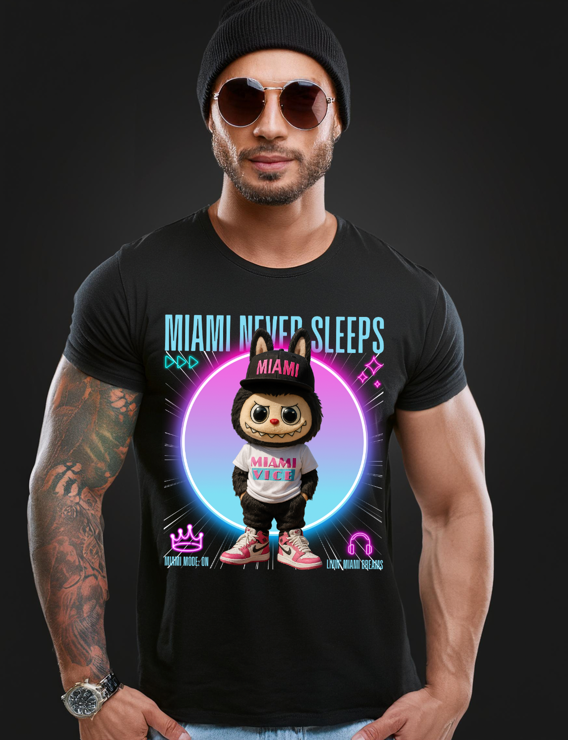 Miami Never Sleeps – Grooveman Miami Vice Tee 💗💙