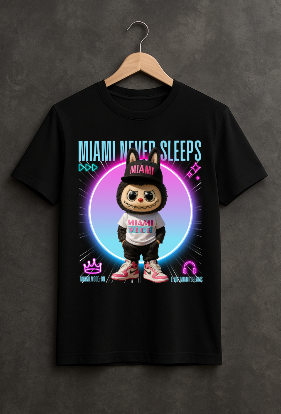 Miami Never Sleeps – Grooveman Miami Vice Tee 💗💙